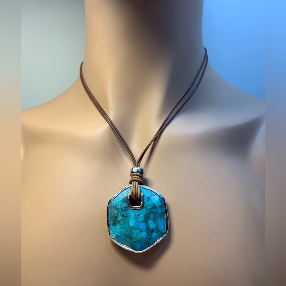 Silpada PARADISE NECKLACE - Sterling, Stabilized Turquoise & Lapis on Leather